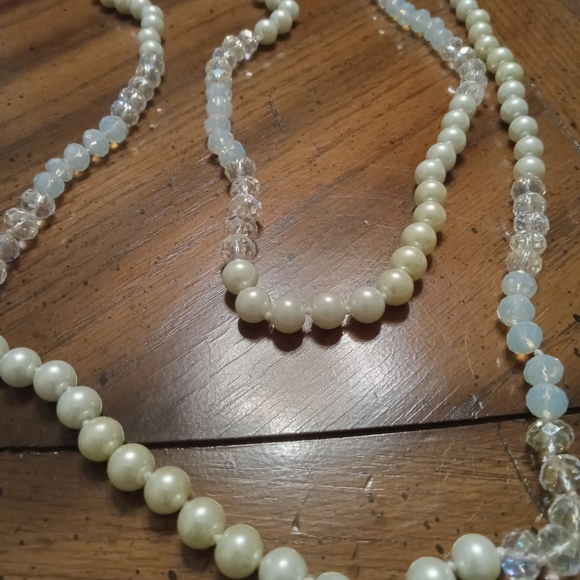 Crystal and Faux Pearl Knotted Long Necklace - Picture 6 of 6